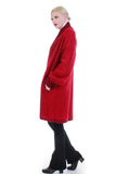 80s Red Black Boucle Chunky Knit Long Duster Cardigan Sweater Size XL