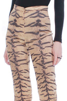 Vintage 90s ROBERTO CAVALLI Italy Tiger Print Lightweight Stretch Pants Women&#39;s Size Small / Medium / 8 / 28&quot; waist 30.5&quot; inseam