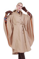 1970s Vintage Belted Cape Raincoat Trench Coat Women Size S