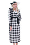 80s Vintage Buffalo Check Black and White Woven Cotton Blend Plaid Collared Shirtdress Size M