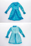 60s Blue Floral Chiffon Double Layer Ruffle Mini Dress 34-25-37