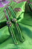 Vintage Green Silk and Embroidered Lavender Asian Flowers Cheongsam Wiggle Dress Size Small / 6 / 34" bust - 28" waist - 34" hips