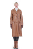 70s Long Caramel Leather Dan Di Modes Coat Women's Size M 42"-42"-44"