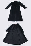 Vintage Puff Shoulder High Neckline Long Black Wool Coat Made in the USA Size M