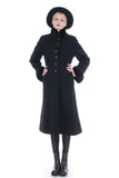 Vintage Black Wool and Fur Princess Swing Coat Gothic Glamour Size M