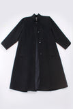 Vintage Pleated Black Wool A-Line Coat Made in the USA Size M-L-44" bust