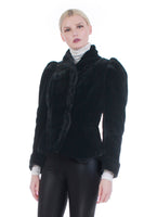Antique Edwardian Velvet Fitted Cropped Jacket Plauen Germany Czech Glass Buttons Size S