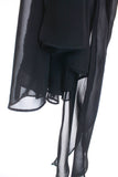 Vintage Black Chiffon Double Layer High Waist Extra Wide Leg Pants Size M 28" waist
