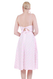 Pink White Striped Cotton Sundress Backless Belted Summer Midi Dress Size M