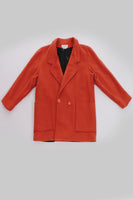 Vintage 1980s Pumpkin ORANGE WOOL Boxy Blazer Jacket Cassidy Made in the USA Women&#39;s Size Medium / Large / 44&quot; bust - 42&quot; waist - 42&quot; hips