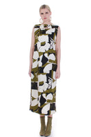 60s Barkcloth Midi Belted Hawaii Resort Shops Mod Tiki Dress Size M 39" bust