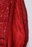 80s Red Sequin Halter Maxi Dress Sparkly Glamour Bombshell Size XL - 12