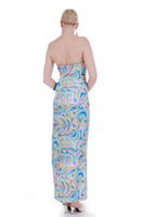 90s Y2K Swirl Jessica McClintock Strapless Maxi Prom Dress Size S - 5 -  32-34" bust