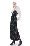 60s Vintage Ruffled Black and White Windowpane Lounge Dress and Bralette Olga USA Size S