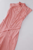 70s Vintage Soft Knit Peach Wide Leg Belted Jumpsuit Size Medium 37"-30"-37"