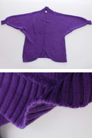 80s Purple Batwing Chunky Knit Long Cardigan Duster Sweater Size M