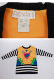 80s ESCADA Striped Knit Oversized Novelty Sweater Made in Germany Size L