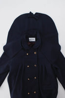 60s Navy Blue Wool Cape Coat Lolita Dolly Wide Sweeping A-line Rothschild Size S