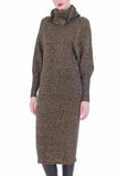 80s Black Gold Lurex Batwing Turtleneck Sweater Dress Size S