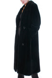80s Vintage Plush Full Length Black Faux Fur Coat Size XL