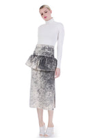 80s Acid Wash Denim High Waist Peplum Midi Skirt Size XS-0 24" waist
