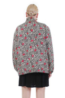 80s Quilted Silk Leopard and Rose Puffy Windbreaker Jacket Size XL