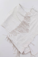 Vintage White Fringe Leather Beaded Native Cropped Vest by Smiths Aspen size S