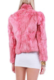 80s Vintage Pink Rabbit Fur Jacket Size XS
