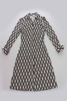 70s Vintage Diane Von Furstenberg Op-Art Collared Cotton Blend Shirtdress Made in Italy Women's Size XS