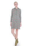 70s Vintage Diane Von Furstenberg Op-Art Collared Cotton Blend Shirtdress Made in Italy Women's Size XS