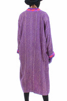 Vintage Purple Woven Tapestry Duster Jacket Pink Purple Wearible Art Santa Fe Size XL