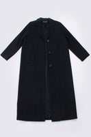 Lightweight Black Merino Wool Long Oversized Minimal Maxi Duster Coat Made in the USA Size L