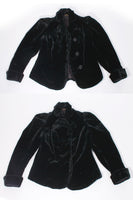 Antique Edwardian Velvet Fitted Cropped Jacket Plauen Germany Czech Glass Buttons Size S