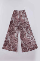 70s Metallic Animal Print Wide Leg Pantsuit Silver Lurex Disco Set Size S
