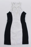 80s White Leather Cage Halter Bodycon Mini Dress Size S