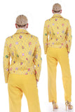 Vintage St John Sport Seashell 2 Piece Yellow Pantsuit Stretch Jacket and Linen Blend Pants Suit S