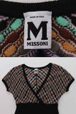 90s MISSONI Italy Zig Zag Knit Mini Cap Sleeve Dress Size XS - Small
