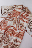 Tori Richard Textured Barkcloth Tiki Hawaiian Bell Sleeve Caftan Beige Brown Maxi Dress size s-m-7-8