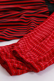 80s DIANE FREIS Ruffled Striped Red and Black Flouncy Georgette Dress Size M 29"-34" waist
