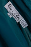 Vtg Pleated OSCAR de la Renta Silky Turquoise Blue Blouse Size Small 36" bust