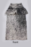 80s Acid Wash Denim High Waist Peplum Midi Skirt Size XS-0 24" waist
