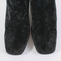 90s Crushed Velvet Black Ankle Soft Fabric Block Heel Boots Size US 9 - 9.5...UK7-7.5...EUR39-40