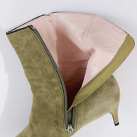 Y2K Marc Jacobs Sage Green Butter Soft Suede Pointed Toe Ankle Boots Size US 8...UK6...EUR38