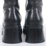 90s Chunky Block Heel Platform Ankle Boots Black Leather Made in Brazil Size US 6.5...UK4.5...EUR36