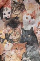 80s Kitty Cat Print Paper Thin TYVEK Windbreaker Cute Novelty Jacket Women Size S-M