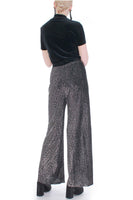 70s Vintage Silver Lurex Glitter High Waist Wide Leg Disco Pants Size S-M 25-30" waist