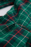 70s Green Tartan Cotton Victorian Modest FLDS Puff Sleeve Blouse Size Small 36" bust 26" waist
