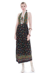 70s vintage floral cotton apron maxi dress women