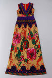 60s 70s Psychedelic Mardi Gras Colorful Silky Wrap Border Print Maxi Dress Size Small 34-28-42