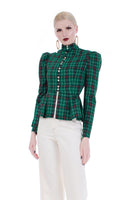 plaid victorian puff sleeve blouseflds style